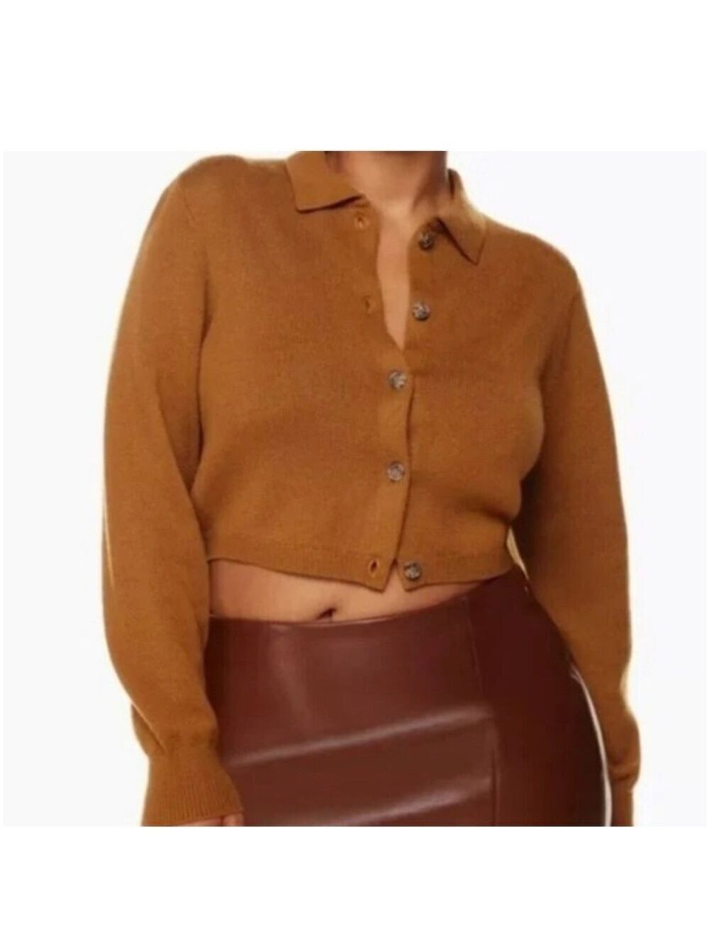 Aritzia Wilfred Brown Cropped Cardigan Fit Small